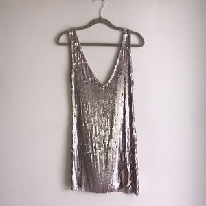 Free People Rose Gold Sequin Slip Dress